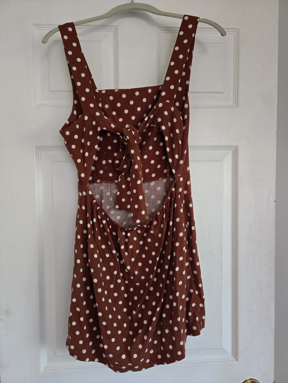Rust Polka Dot Sundress with White Dots - Picture 2 of 2
